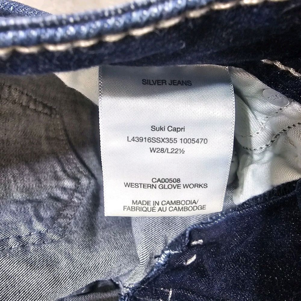 Buckle Silver Jeans Womens 28 Suki Capri Dark Wash Denim Cropped Jeans - Picture 6 of 7